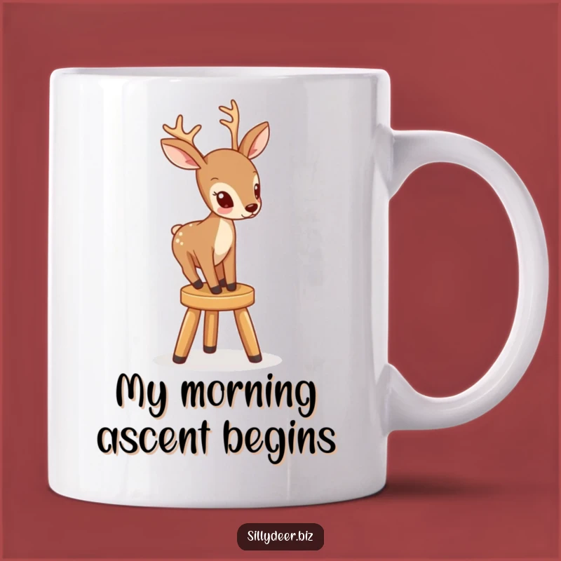 Funny Deer on Stool Mug: Hilarious Wildlife Gift for Animal Lovers
