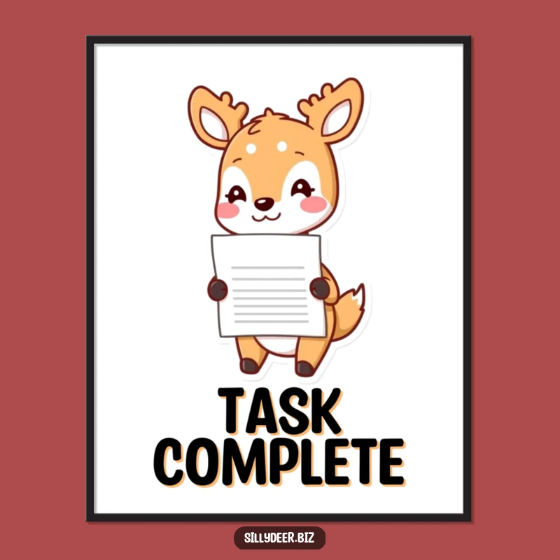 Funny Kawaii Deer Digital Art: Cheerful Delivery Printable, Instant Gift