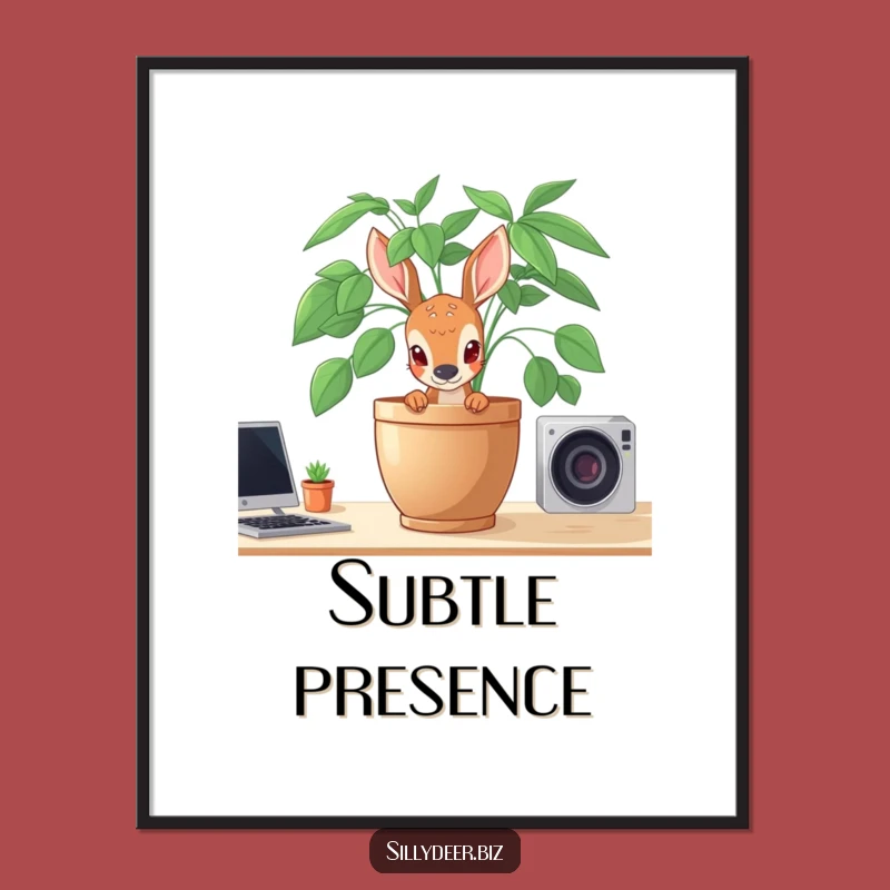 Funny Shy Deer Digital Print: Instant Whimsy for Your Walls