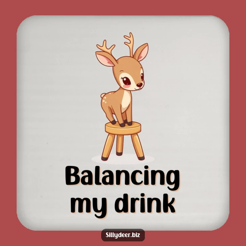 Funny Deer on Stool Drink Coasters: Protect Surfaces with Humor
