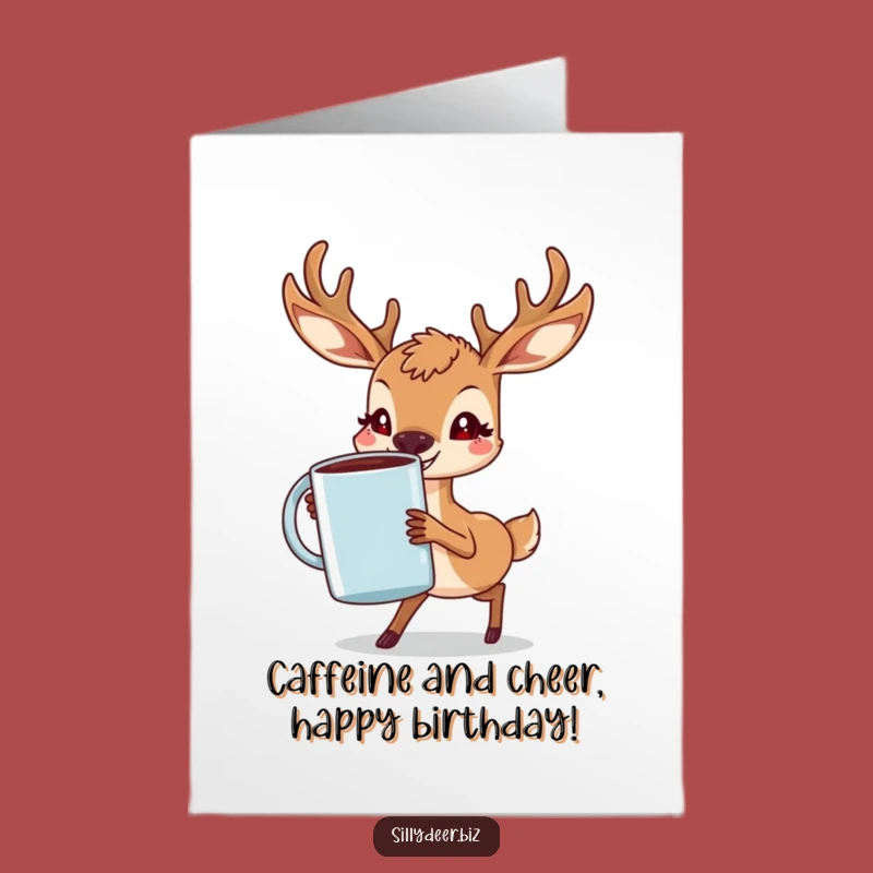 Free Printable Deer Coffee Birthday Card: Funny Downloadable Gift for Caffeine Lovers