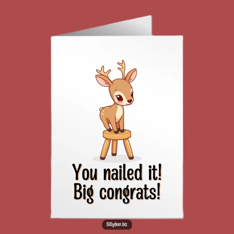 Free Printable Congratulations Card: Deer's Stool Triumph - Funny Downloadable Gift