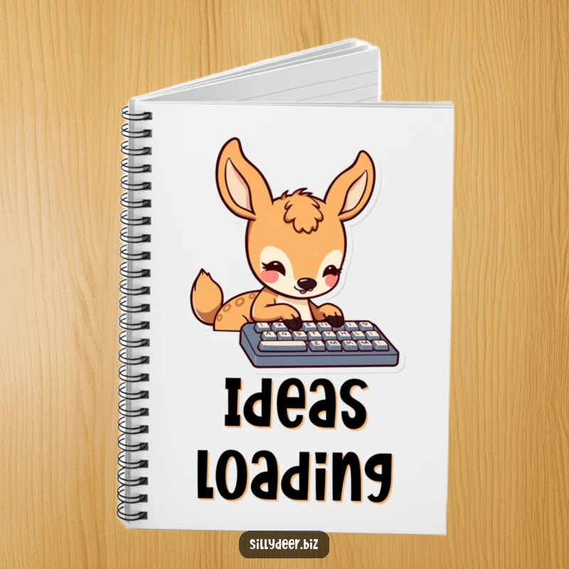 Funny Kawaii Deer Notebook: Cute journal with a kawaii deer typing intently, perfect for note-taking and creative writing.